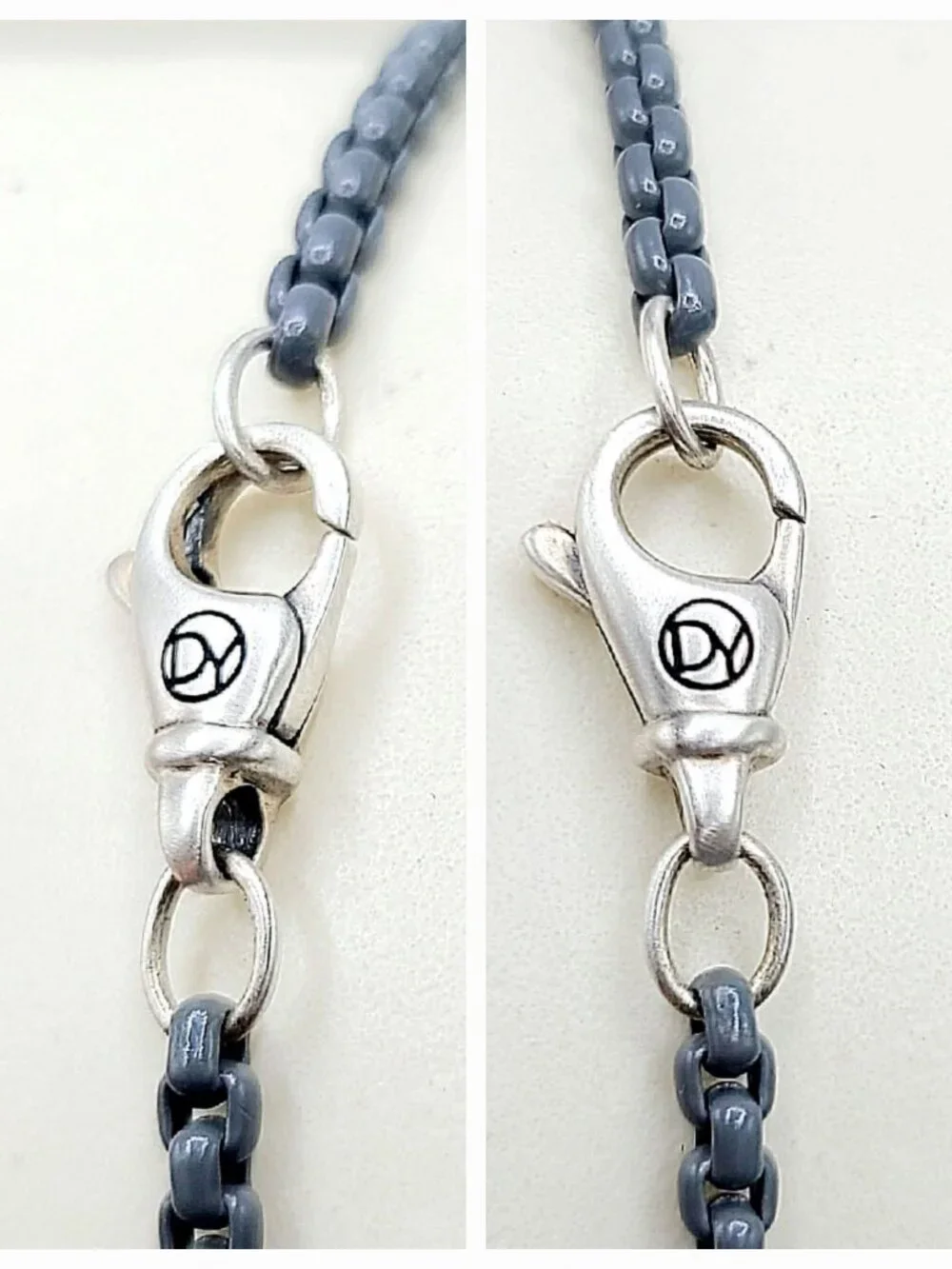 David Yurman Box Chain Necklace in Sterling Silver w/ Gray Stainless Steel - 22